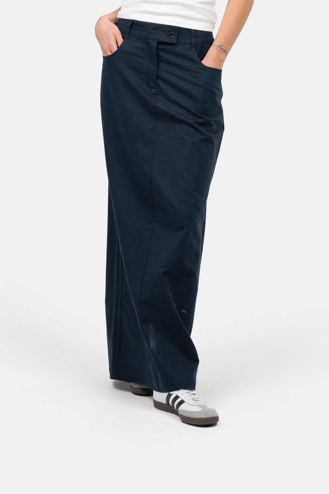 Hør Nederdel Navy | Skagen-clothing.dk