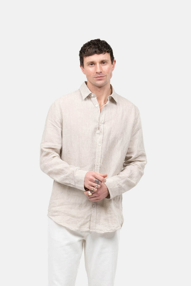 Langærmet Hørskjorte Beige | Skagen-clothing.dk