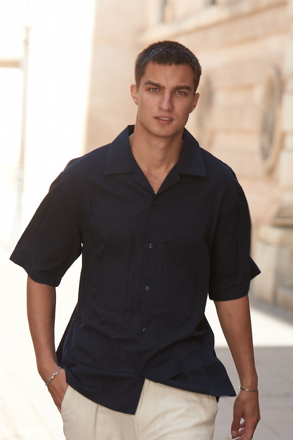 Kortærmet Hørskjorte Navy |  Skagen-clothing.dk