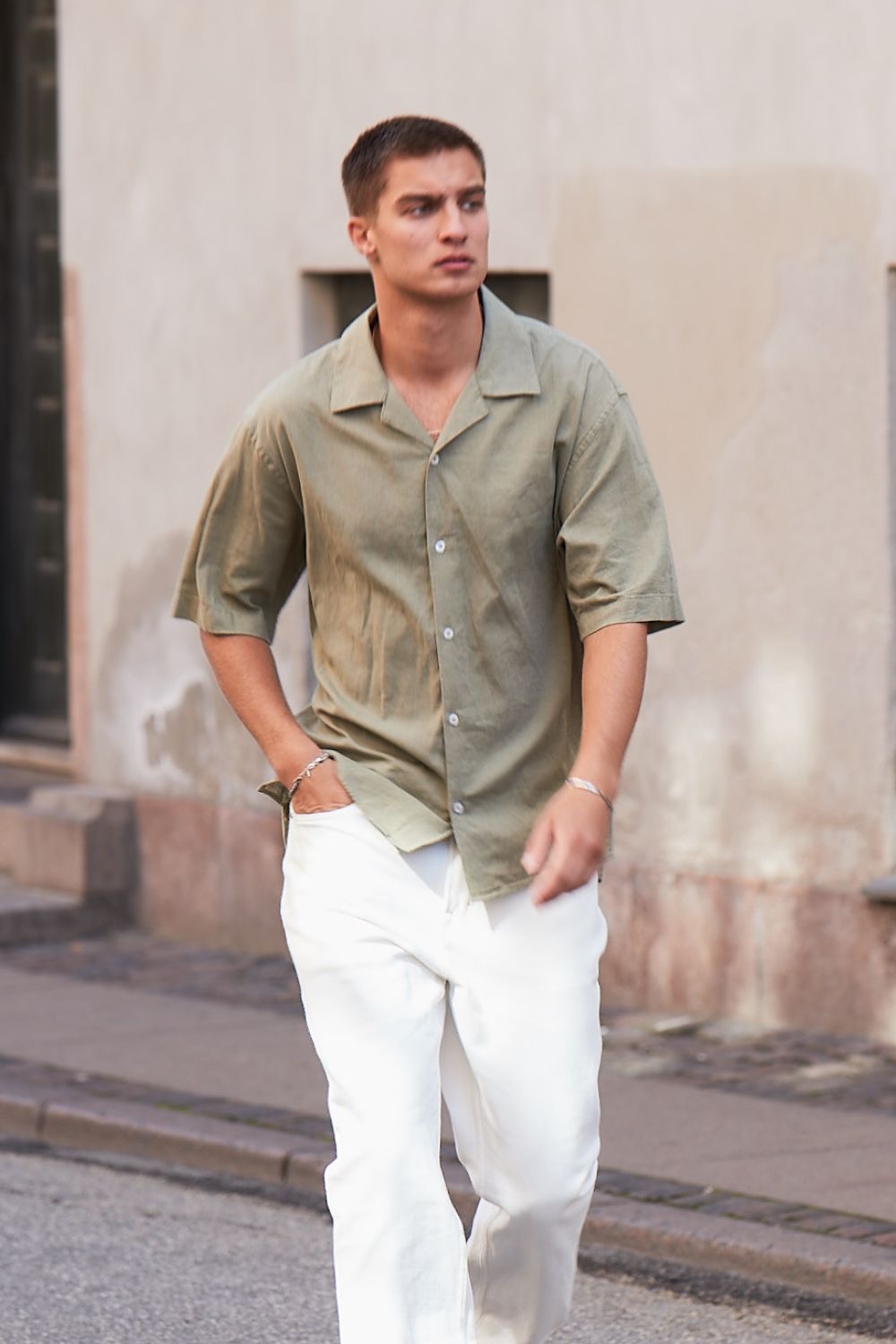 Kortærmet Hørskjorte Army |  Skagen-clothing.dk