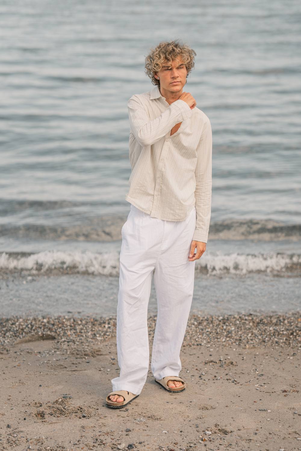 Baggy Hørbukser Hvid |  Skagen-clothing.dk