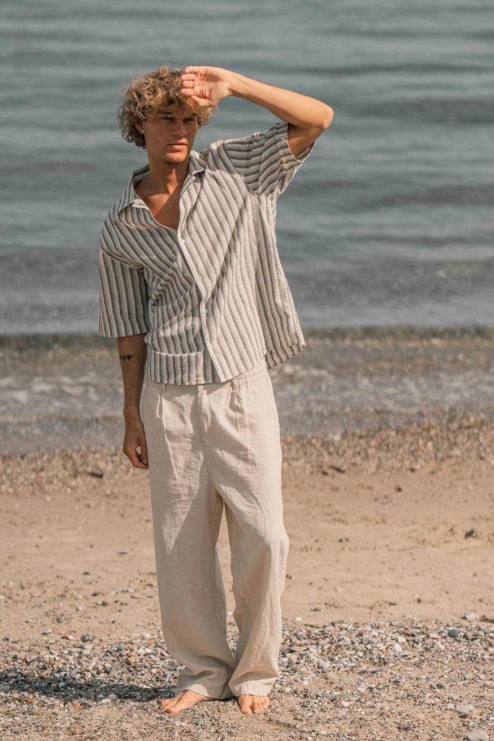 Baggy Hørbukser Beige |  Skagen-clothing.dk