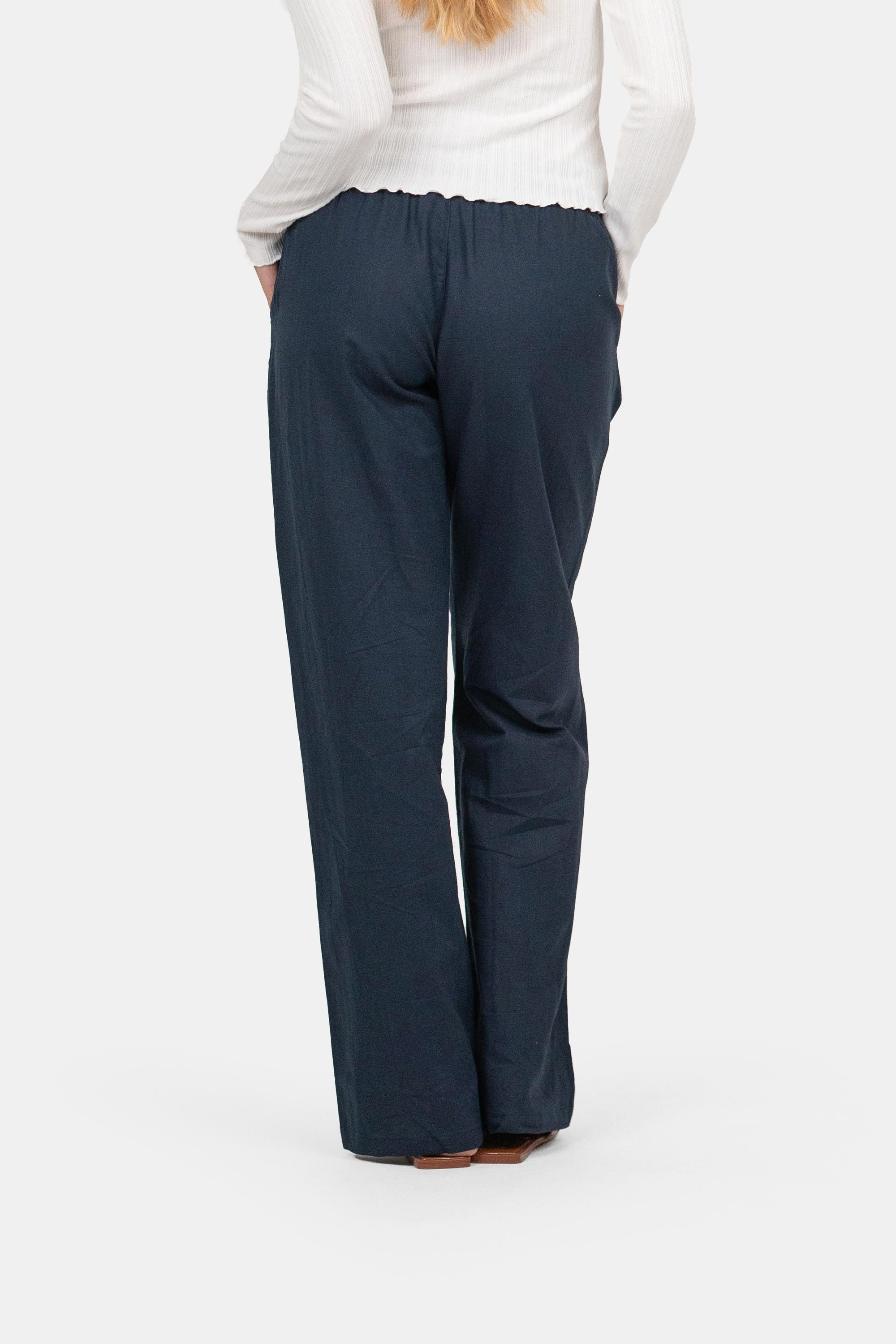 Linnen Broek Lage Taille Navy