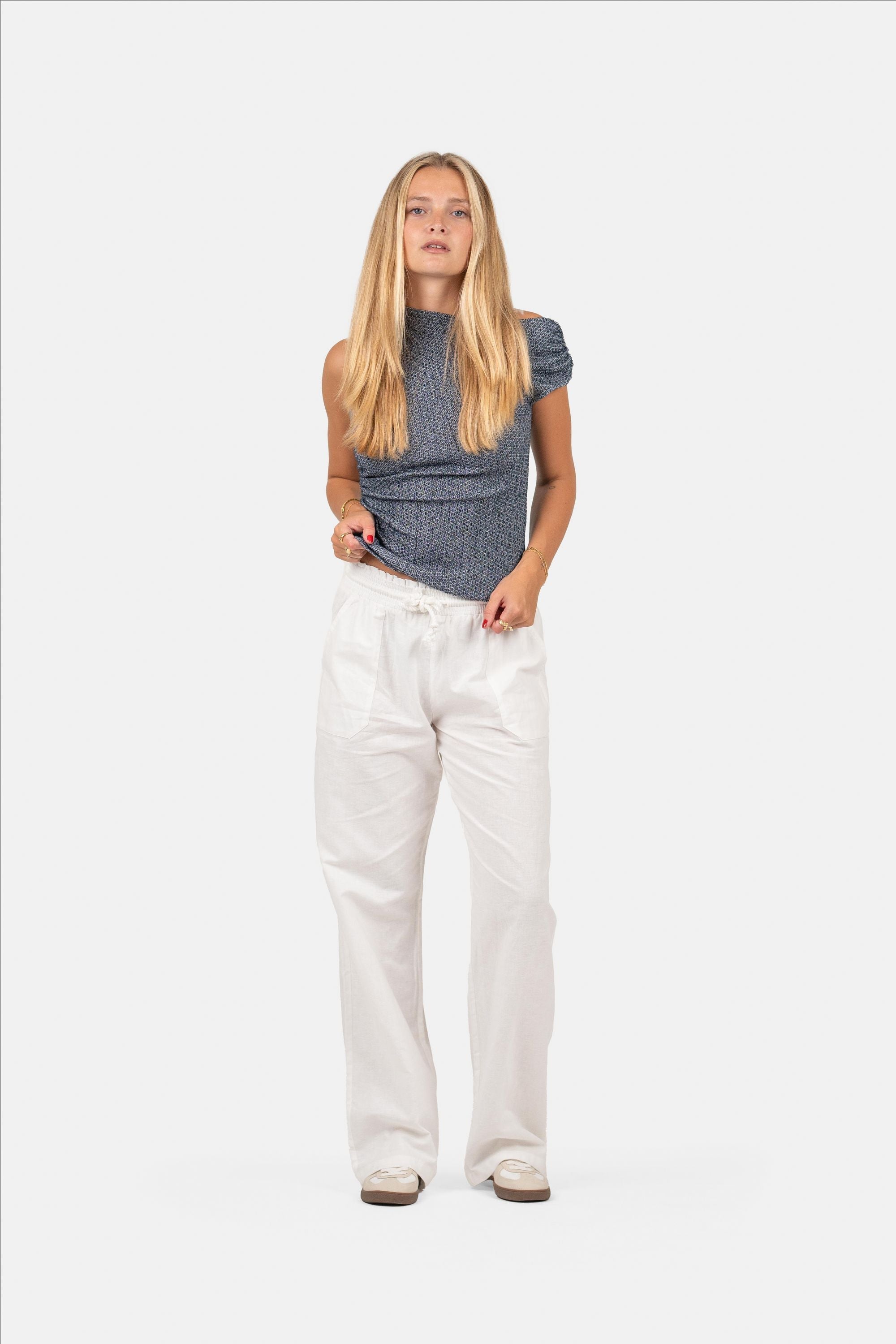 Linnen Broek Lage Taille Wit