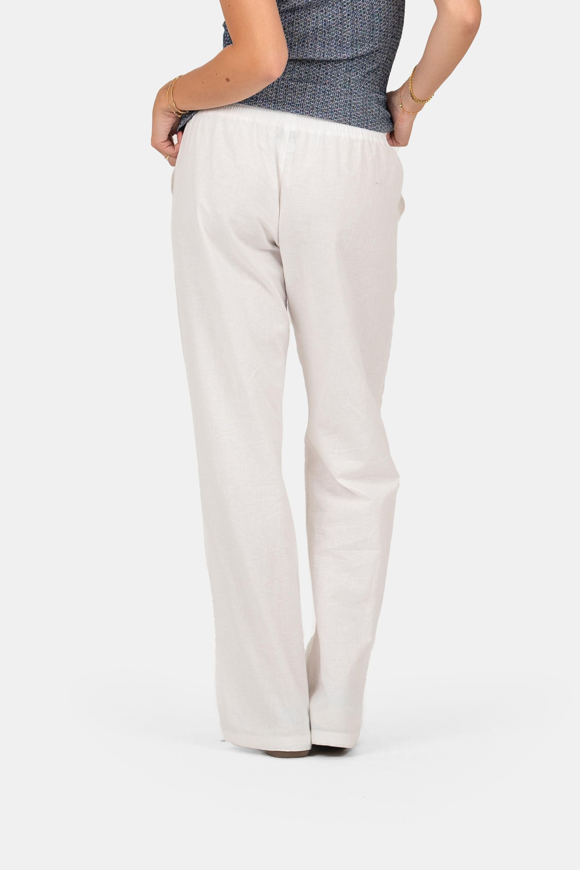 Linnen Broek Lage Taille Wit