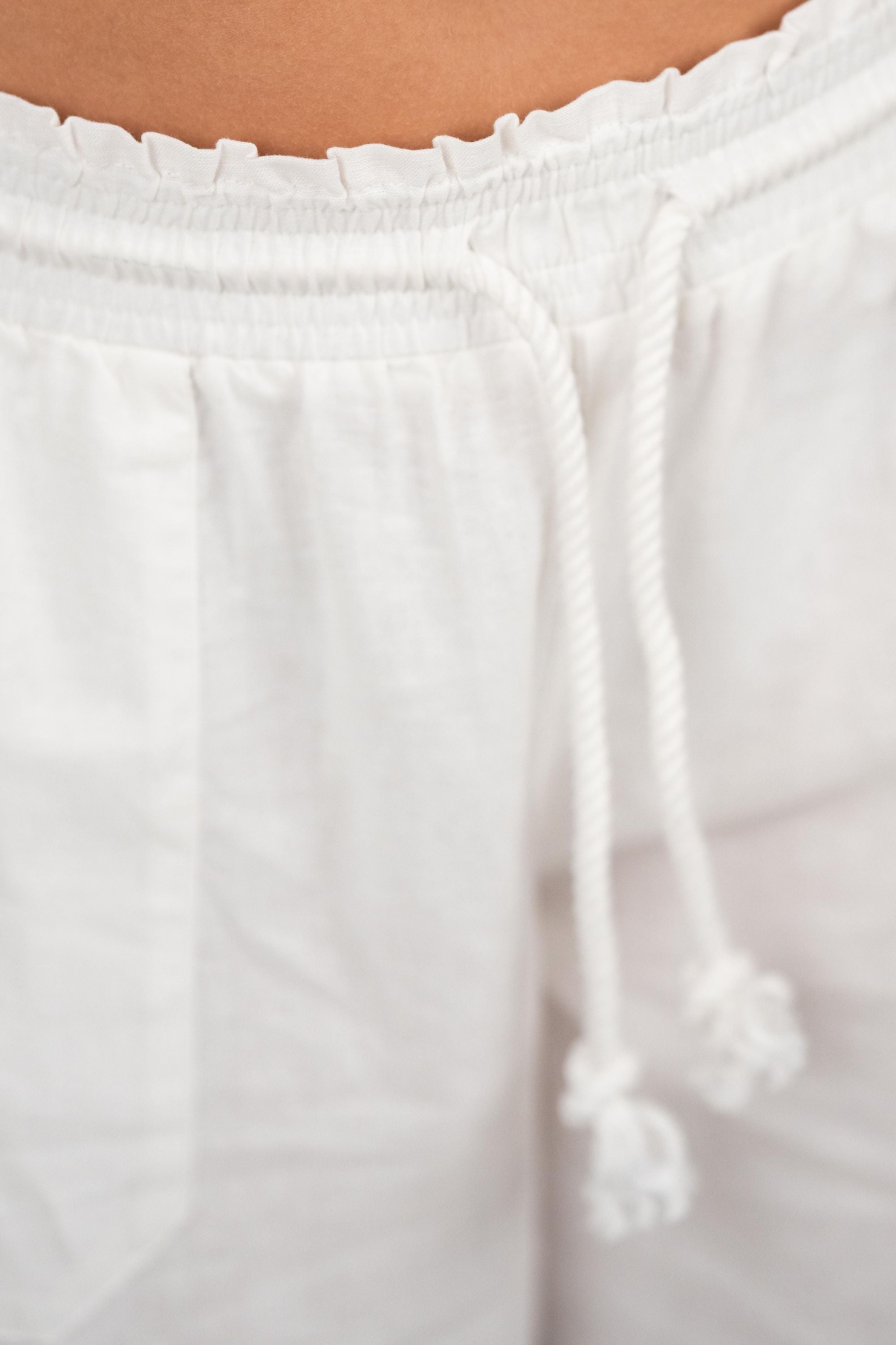 Linnen Broek Lage Taille Wit