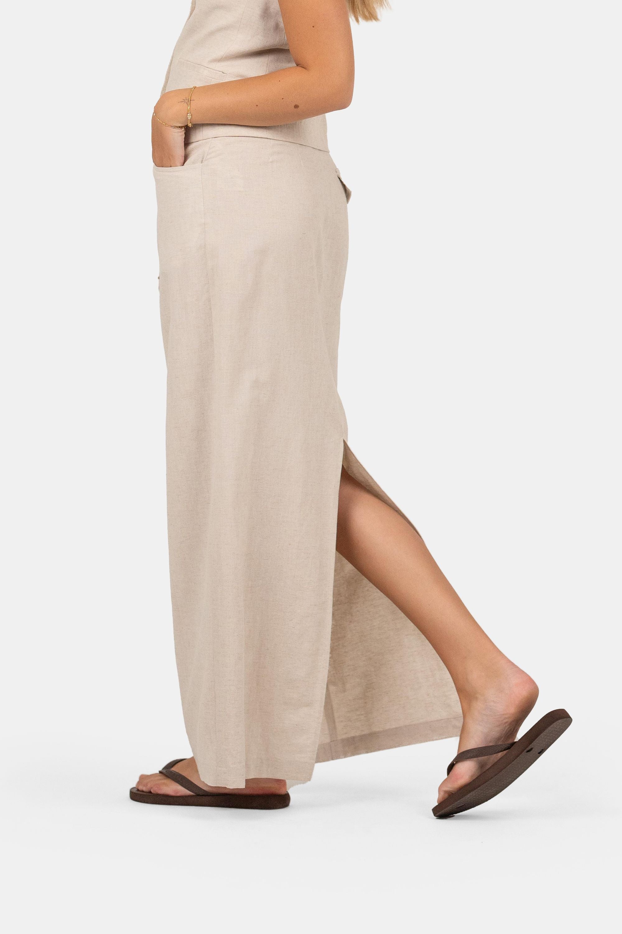 Linnen Rok Beige
