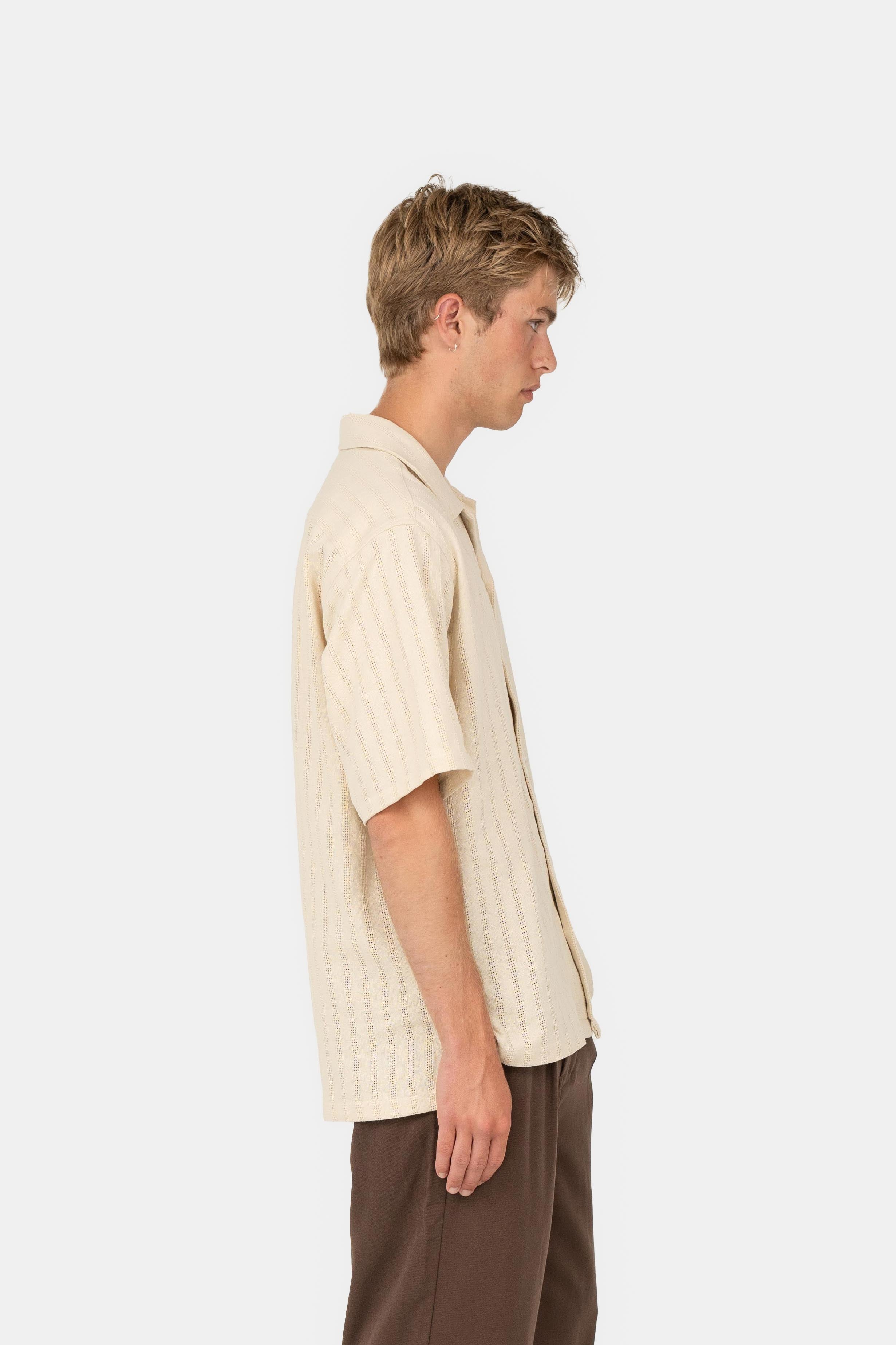 Knit Overhemd Korte Mouwen Beige
