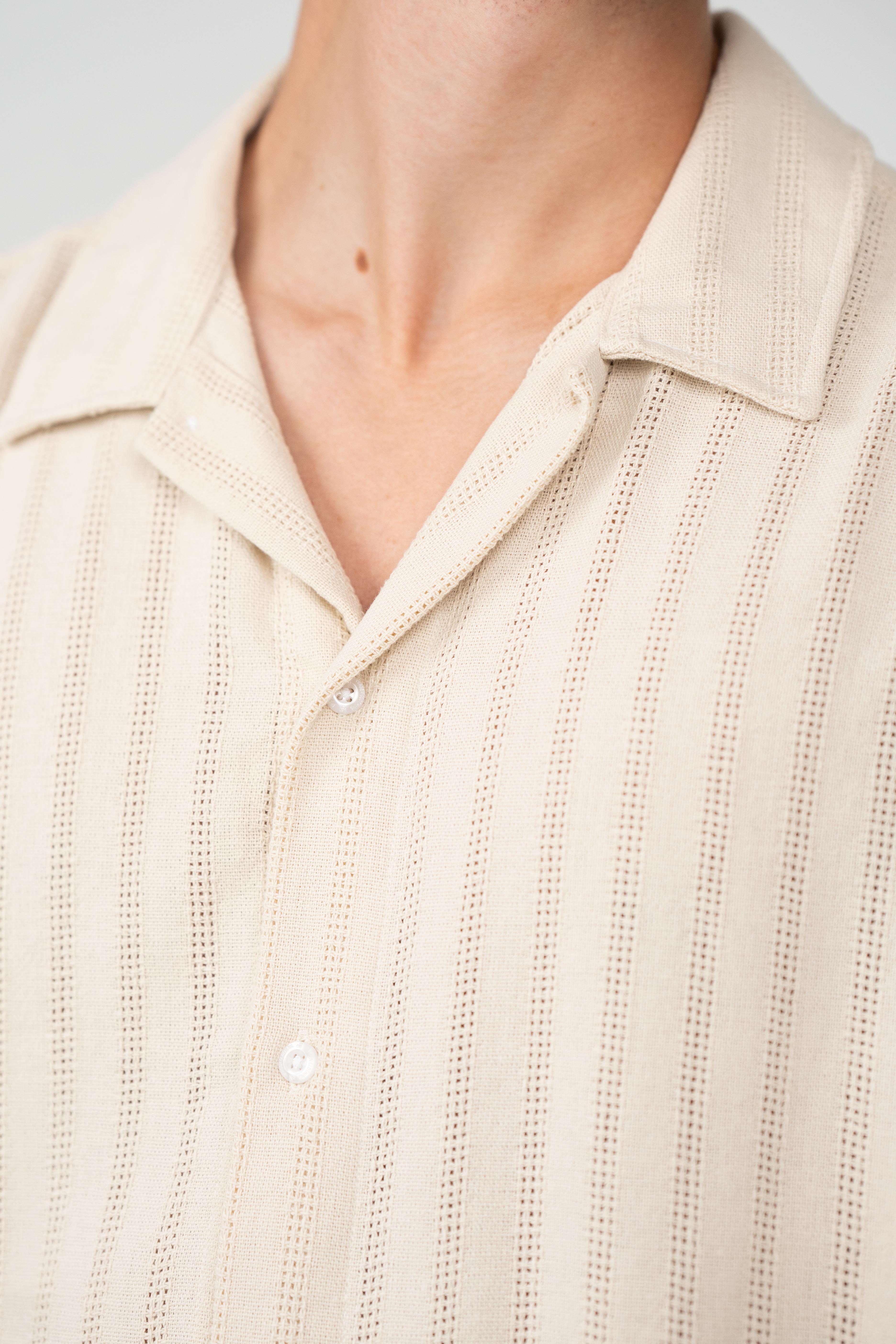 Knit Overhemd Korte Mouwen Beige