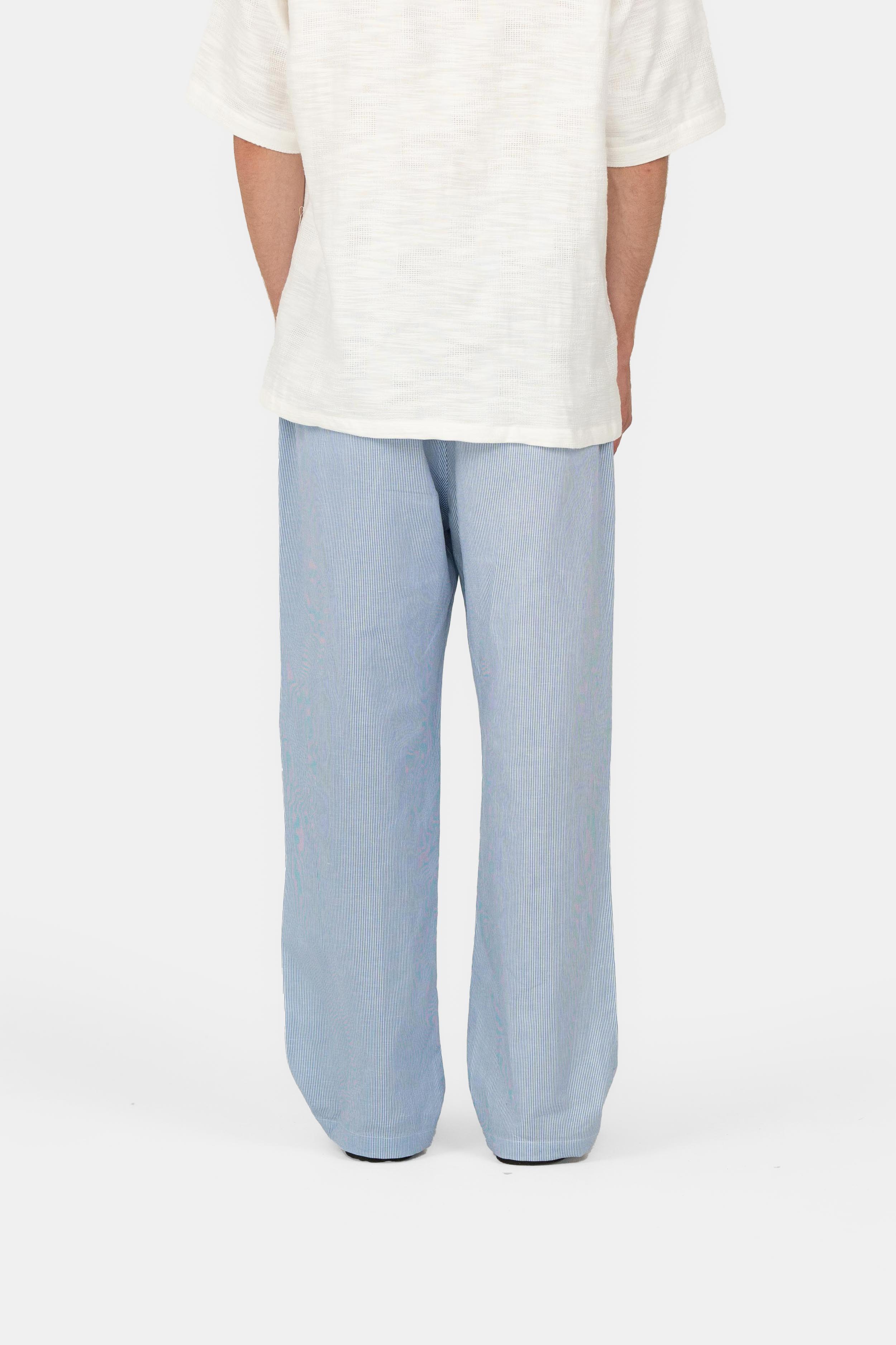 Baggy Linnen Broek Blauw Gestreept