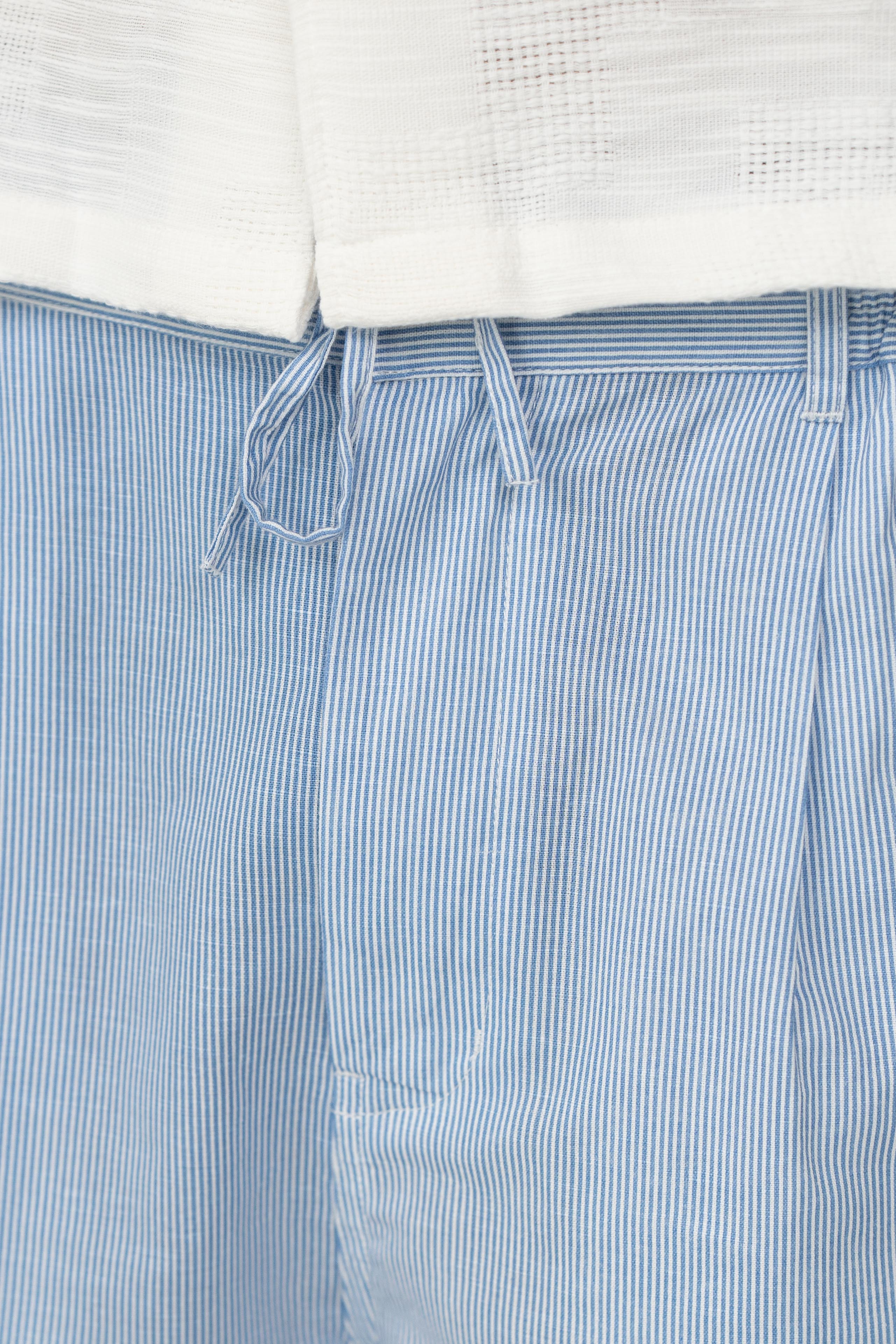 Baggy Linnen Broek Blauw Gestreept