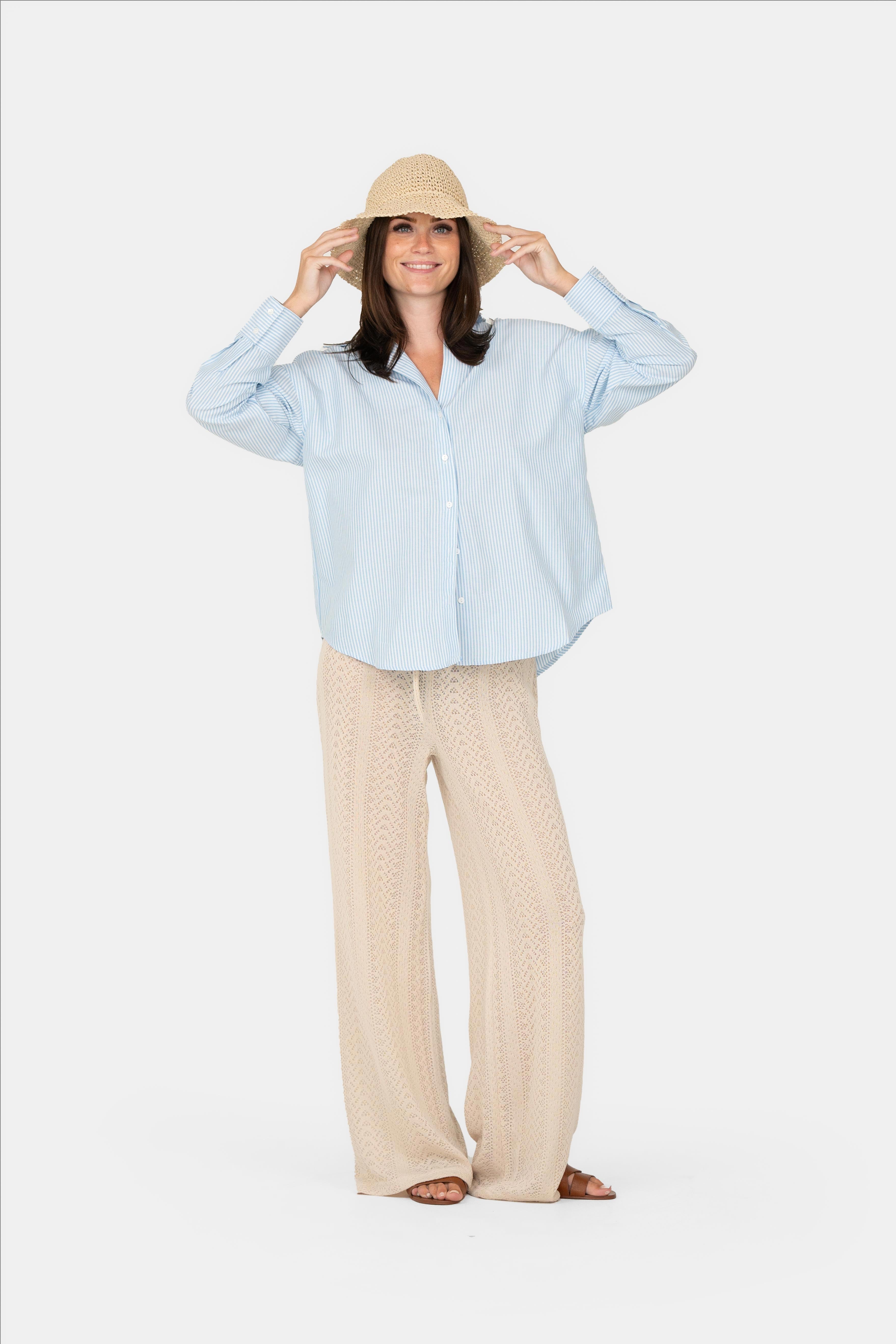 Blauw Gebreid Overhemd Josefine x SC