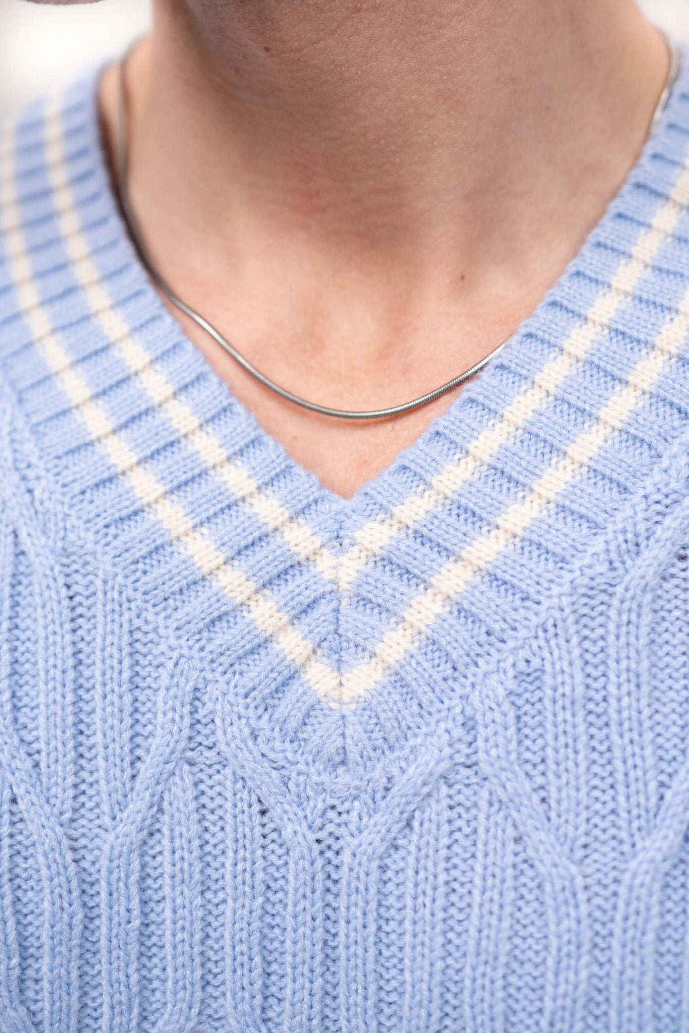 Kabel Strikvest Lyseblå |  Skagen-clothing.dk