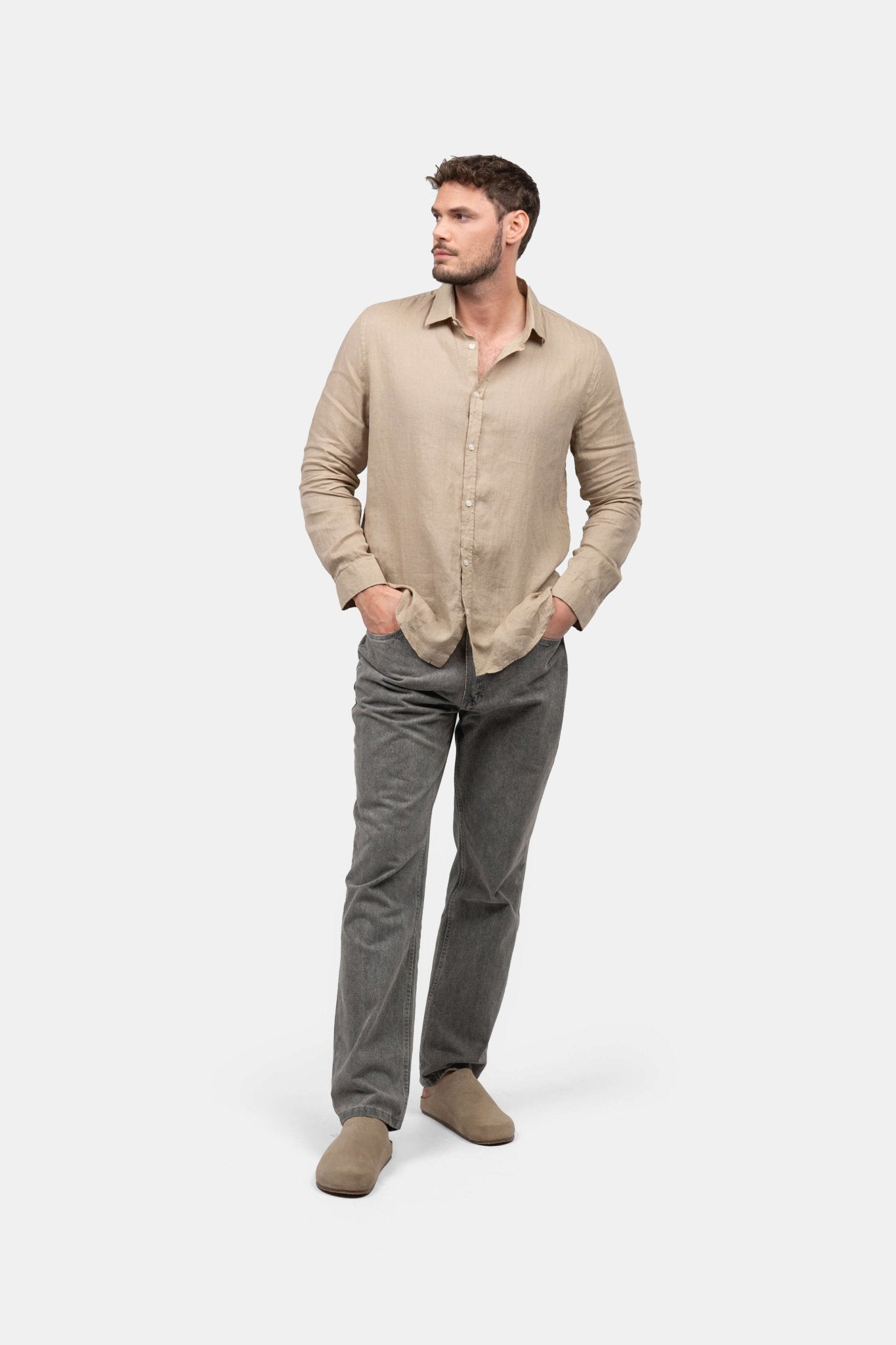 Langærmet Hørskjorte Mokka |  Skagen-clothing.dk